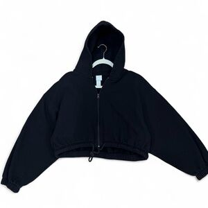 H&M Cropped Zip-Up Hoodie - Black